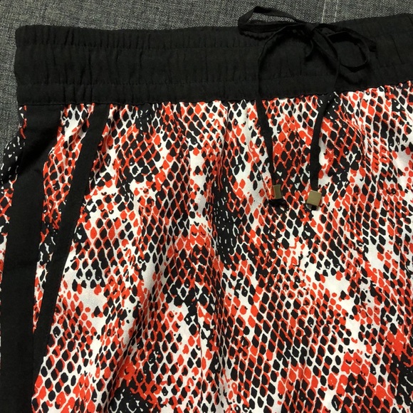 CALVIN KLEIN Snake Print Tuxedo Stripe Cropped Pants Orange Black Lightweight L - Picture 9 of 9